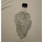 Vintage Clear Glass Grape Cluster Shaped Bottle With Black Lid 7 Inch Decor