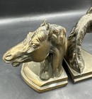 Heavy Pair Vintage Cast Metal Horse Head Book Ends Brass Plated Figural 6    H