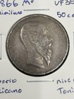 1866 Mexico Maximilian Empire 50 Centavos Silver Coin Vf   Very Rare  31k Minted