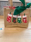 Canvas Natural Christmas Gift Bag  Tote Solid Sides - Stocking Decor