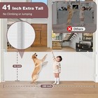 Reinforced 41  Extra Tall Retractable Baby dog Gate 100  Wide Support Rods White