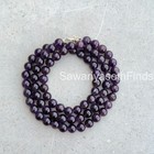Natural Amethyst 8mm Round Beads  February Birthstone  Sterling Silver Clasp Jew