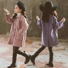Winter Kids Wool Blend Coats Girls Warm Long Jackets Teen Tweed 4-12 Years Old