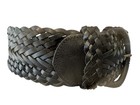 Women s 3 Inch Wide Black Woven Full Grain Leather Belt Woven Covered Buckle