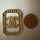 Chanel Cc Logo Button Decorative Buckle Gold Tone Rhinestones Emblem 45mmx33mm