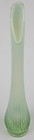 Vintage Mint Green Opalescent Ribbed Swung Vase 16 25  Tall Mcm