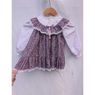 Rare Vintage Bryan Lace Ruffle Floral Dress Toddler 3t Lavender Bergundy Cottage