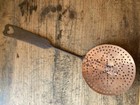 Heart  Antique 18th C To 19th C Wrought Iron Strainer With Copper Bowl 