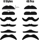 48 Pcs Fake Mustaches self Adhesive Mustache Party Supplies novelty Hairy    