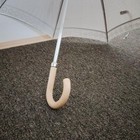 Burberry Long Sun Umbrella Beige Embroidered Wood Handle Vintage Rare