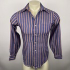 Vtg 70s Van Heusen Dress Shirt 417 Vanopress Disco Striped Mcm Mens Small 14 5