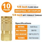 10pcs 1 4  Npt Female Air Coupler Industrial Brass Air Hose Fittings Compressor