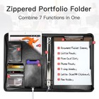 Zippered Portfolio Organizer Leather Padfolio With 3 Ring Binder Professional