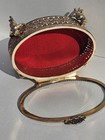Vintage Ormolu Angel Cherubs      Filigree Oval Jewelry Casket Box      Vanity                