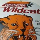 Vintage Winchester Porcelain Sign - Shot Gun Shells Wildcat Gas Pump Sign