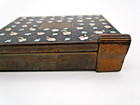 Vintage Volupte Compact Powder Brass Box Puff Sifter Mirror Black Floral Enamel