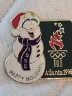 1996 Olympic Lapel Pin   Mascot   Izzy   Snowman   Happy Holidays 1995