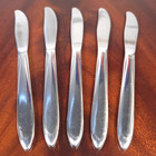 Nice 5 Pc Pan Am Airlines Silverplated 8  Dinner Knives Globe Logo Excellent Wow