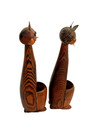 2 Vintage Wooden Cat Kitty Toothpick Or Treasure Holder Mcm Figurine Folk Art