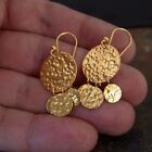Omer 925 K Silver Hammered Handmade Designer Earrings 24k Yellow Gold Vermeil