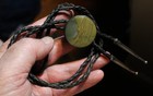 Old Southwestern Handmade Sterling Silver   Picture Jasper Stone Bolo Tie