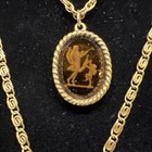 Vintage Goldette Multi Strand Intaglio Cupid Venus Pendant Long Layered Necklace