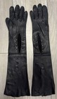 Vintage Black Leather Extra Long Opera Gloves W  Buttons 18   