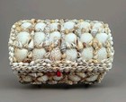 Vtg Sailor   s Glittery Valentine Shell Art Jewelry Trinket Box Red Lining bottom
