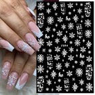 8pcs Christmas Nail Art Stickers White Snowflake 3d Self-adhesive Nail Decals 