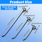 60 Pack Black Pegboard Hooks  2 4 6 Inch Heavy Duty Peg Board Shelving Hooks Acc