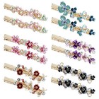 12 Pack Colorful Sparkly Glitter Crystal Hair Jewelry Rhinestone Flower Duckbill