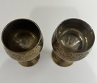 Vintage Set Of 2 Solid Brass Goblets Etched Design