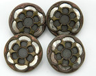 Lot Of 4 Matching Set Antique Vintage Metal Buttons Flower Mirrored 1 