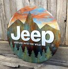 Jeep Mountains Metal Tin Sign Round 12  Vintage Garage Man Cave Wall Decor New