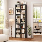7   Tall Bookshelf With4 Cubes  7 Tier Double Wide Bookshelf With 6 1 Black