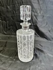 Vintage Cut   Frosted Crystal Liquor Decanter Set  2 Rocks Glasses  4 Shots
