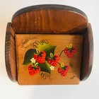 Vtg Wood Recipe Box   Hand Painted signed strawberries 8  X 6   Lift Lid Storage
