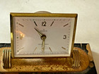 Vintage Rensie 7 Jewel Desk Clock Vermont Marble Co  Proctor  Vt Base