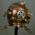 Antique Full Copper   Brass Diving Helmet Us Navy Mark V Deep Sea Marine Divers