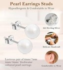 925 Sterling Silver Cz Stud Earrings Cubic Zirconia Women Pearl Jewelry Gift Us