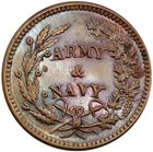  1863  Patriotic Civil War Token F-168 311a  r-1  Cannon Army   Navy