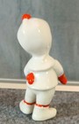 Vintage Mcm 3-1 2    Ceramic Pixie In White Hooded Snowsuit W red Trim - Japan
