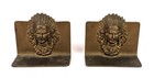 Vintage Native American Indian Chief Head Bookends Cast Iron  C  1920s Patina