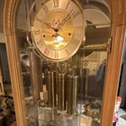 Oak Finish Grandfather Clock Mechanical Movement Brass Pendulum Roman Numerals