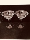Vintage Pair Of Etched Crystal Champagne Glasses With Dots And Floral 5-3 4 
