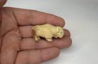 Vintage Native American Hand Carved Bone   Antler Bison buffalo Turquoise Eyes