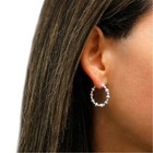 925 Solid Sterling Silver 25mm Beaded Hoop Earrings For Women Made In Italy
