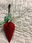 Strawberry Emery   Pincushion Red Wool W  Stainless Floral Handle 7   