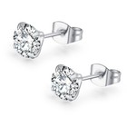 3 Pairs Set Surgical Steel Round Clear Cubic Zirconia Mens Womens Stud Earrings