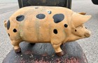 Vintage Large Cast Iron Pig Figurine 18 In Paint Finish Farmhouse Decor